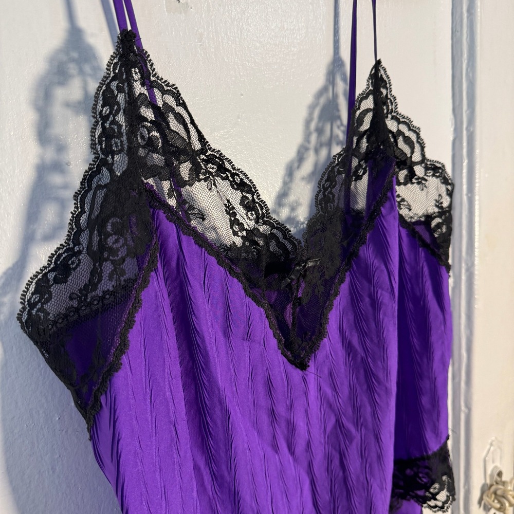 Vtg 90s Sears Purple Lace Bodysuit M Whimsigoth anything but simple slip - Picture 7 of 10